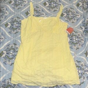 Yellow Eyelet Lace Women's Dress